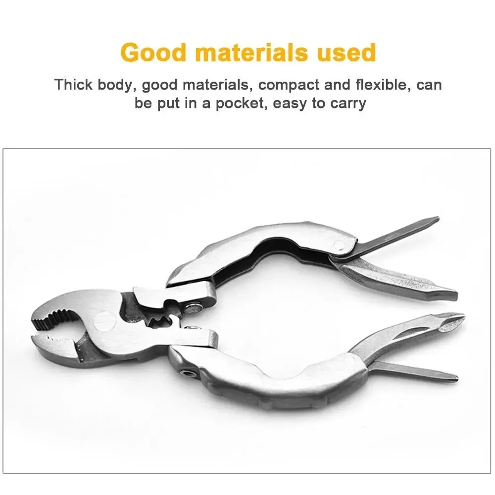 Multi-purpose 9 in 1 Pocket Pliers Keychain Pliers Screwdriver Round Head Pliers Gadget Folding Wire Cutter Hand Tools