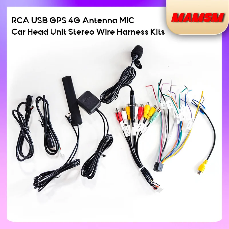 MAMSM Car Head Unit Wire Harness Kits Compatible For XY AUTO Android Solution Interface RCA USB GPS 4G Antenna Audio Video Cable