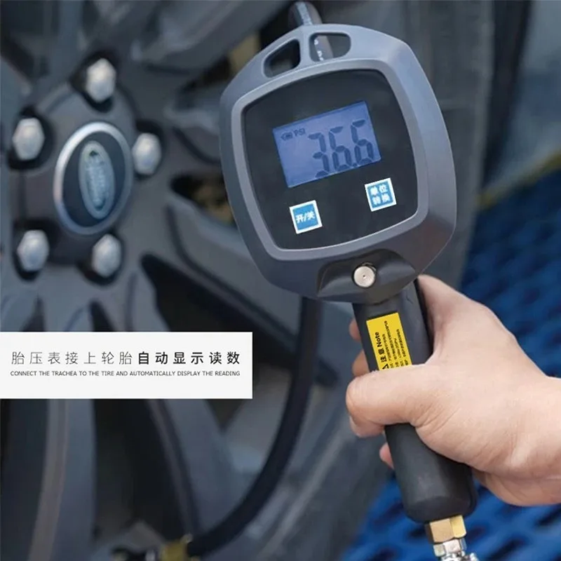LCD Digital Tire Pressure Gauge, Air Inflator Pressure Measuring Gun Portable Tyre Inflation Detector for Car Motorcycle