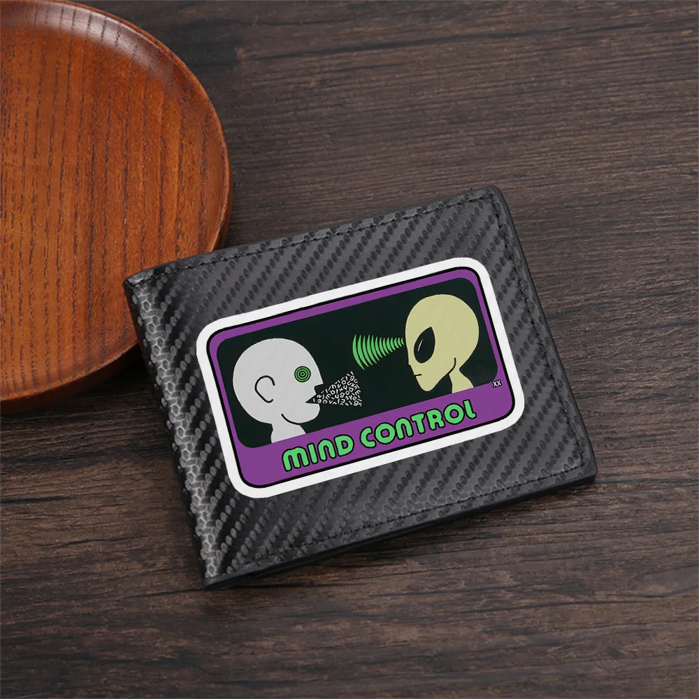 Alien control mind symbols human talking. Men's Wallets Simple Business Modern Stylish Printing Design Gifts For Father Boyfrien