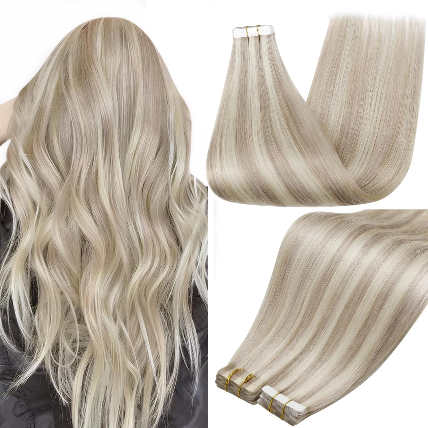 Full Shine Tape in Hair Extensions Remy Human Hair 100% Real Human Hair Invisible Straight Hair