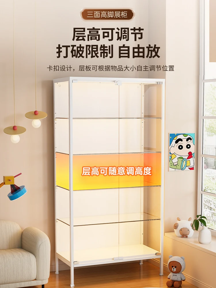 Figure display cabinet Glass cabinet with lock Transparent pain  Suitable for Lego model building block Toy bag storage rack