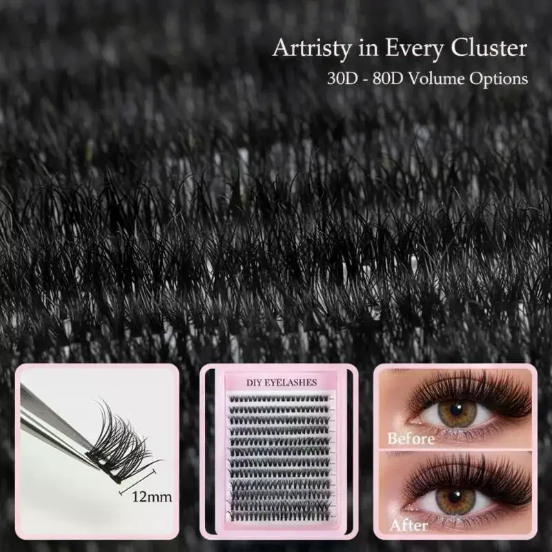 30D 40D 50D 60D 80D Natural Cluster Lash Set Fluffy Soft Lashes DIY Extension Easy Wear for Daily Office Look