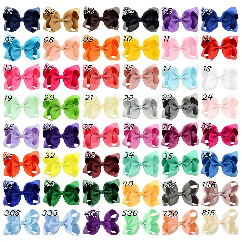 

48 color U Pick Up 100pc/lot Cute 4" Baby Girls Grosgrain Ribbon Bows Hair Clips Kid Ribbon Hair Bow Hairpins Children Barrettes