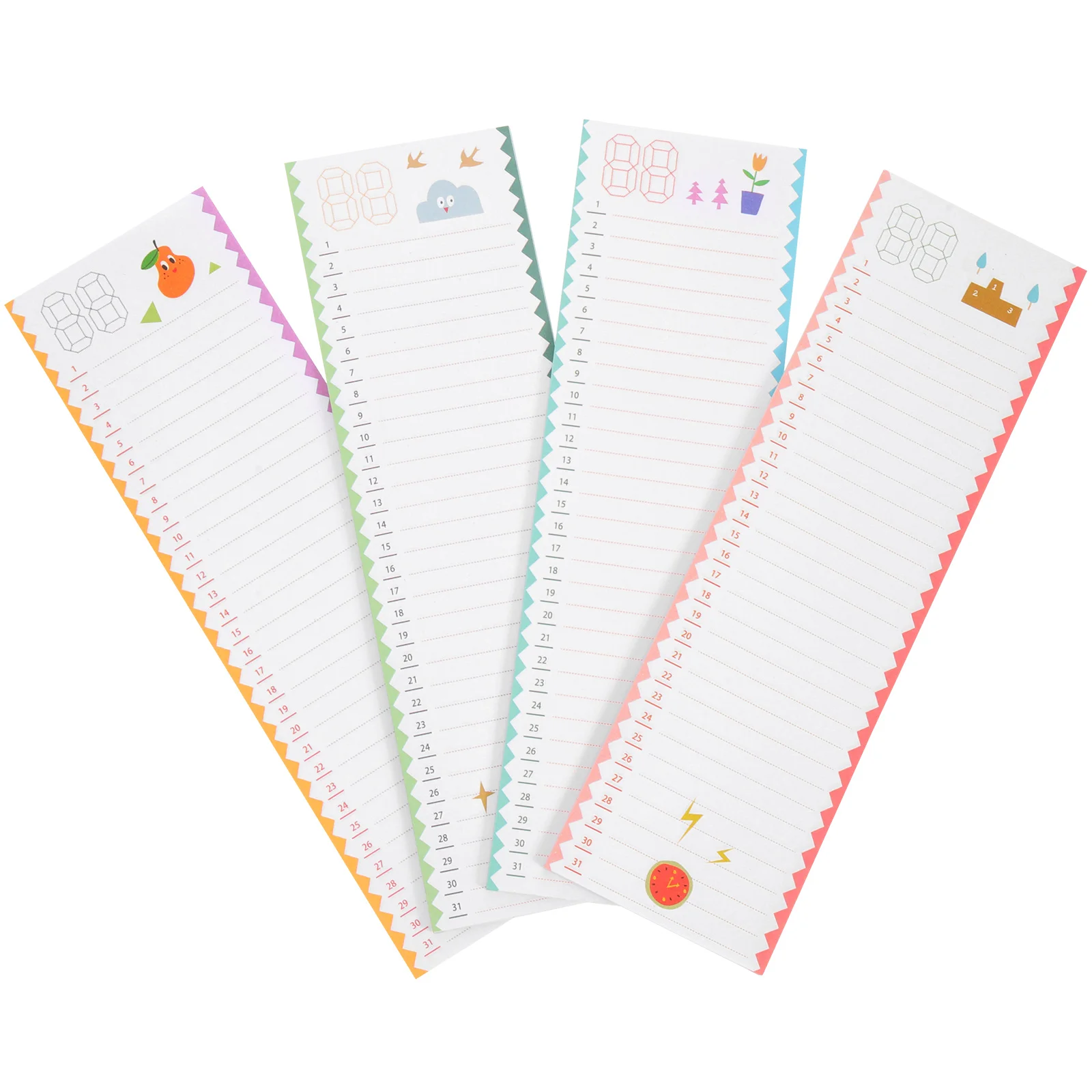 

4 Packs 7.6x2.3-Inch Monthly Smooth Paper Fridge Memos Study Work Organization Note Pad