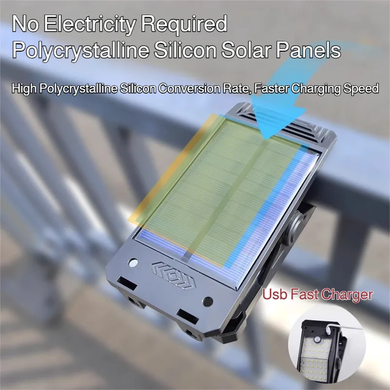 Solarbetriebene Clip-on-Leuchte, Außenhofleuchte, Haushaltszaunleuchte, Bewegungsmelderleuchte, Gartenbalkon mit hoher Helligkeit