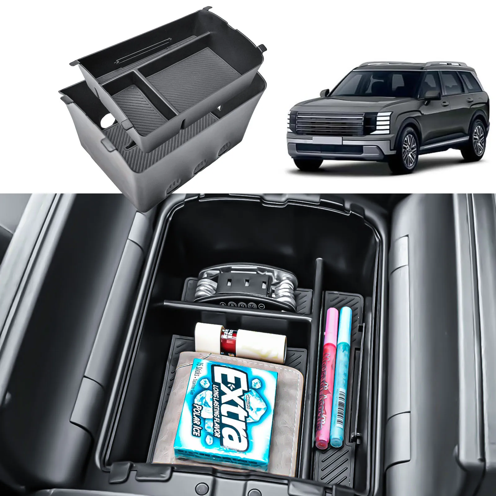 

2PCS Center Console Organizer For 2026 Hyundai Palisade Insert Armrest Tray For Palisade Secondary Storage Box Car Accessories
