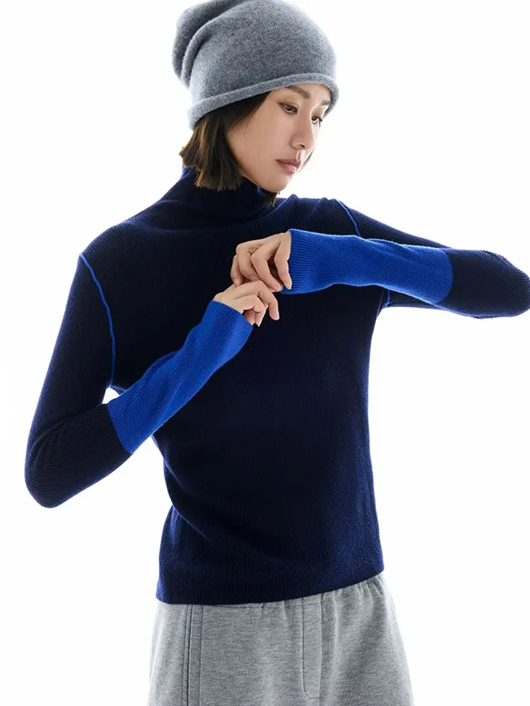 Ciepły Wygodny Miękki Wysoki Kołnierz Kolorowy Długi Sweter Dzianinowy Podkoszulek Koreański Luźny Krój Jesień Zima Nowość