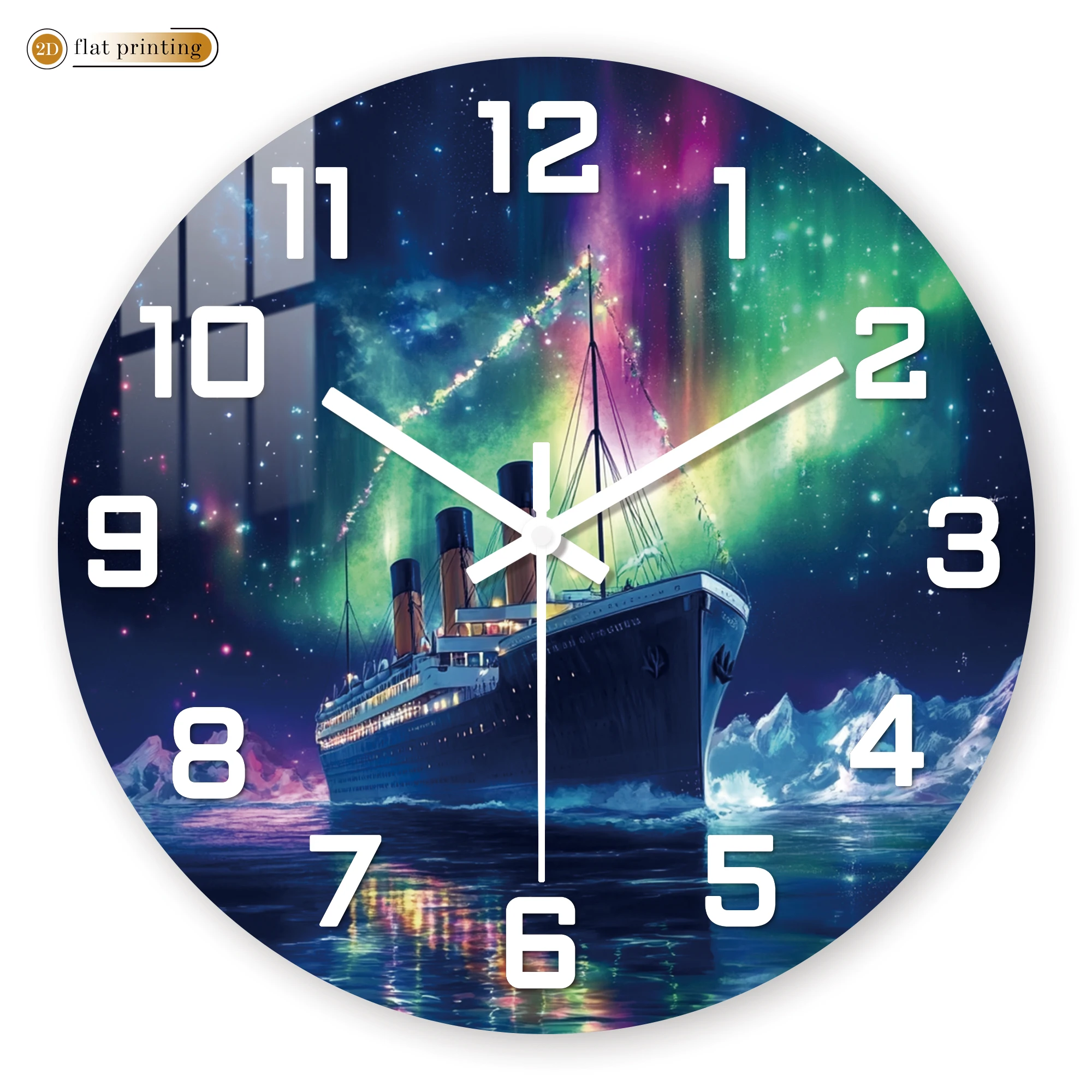 Aurora Ocean Liner Wall Clock, Starry Night Ship Art Decor, Vintage Nautical Theme Home or Gift Timepiece