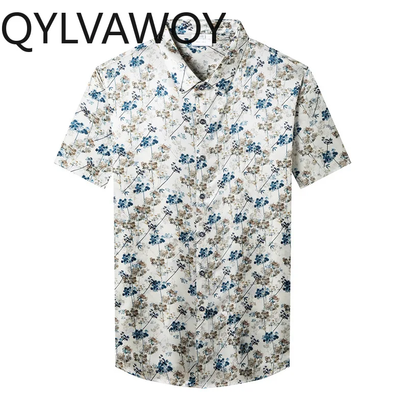 

QYLVAWOY Premium Men's Shirts 92.5% Mulberry Silk Summer Tops Shirts Thin Short Sleeve Shirts for Man Camisas Masculina Fashion