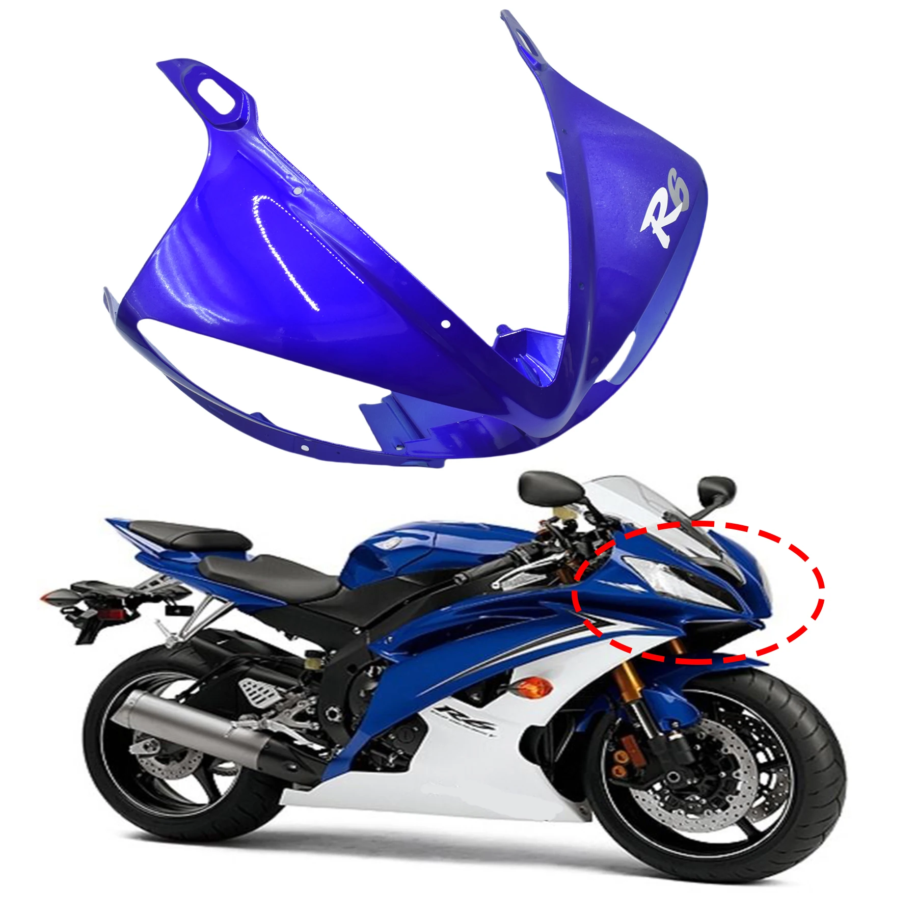 

Front Upper Fairing Headlight Cowl Nose Fit For YAMAHA YZF600 03 YZFR6 2003 YZF-R6 03 YZF R6