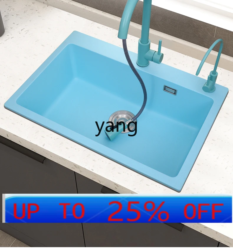 

CX peacock blue quartz stone single sink kitchen sink household thickened countertop large under the counter
