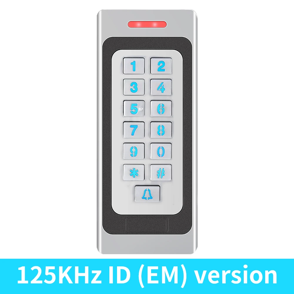 Clavier de contrôle d'accès en métal autonome, étanche IP67, pour l'extérieur, DC 10-24V, 125Khz / 1