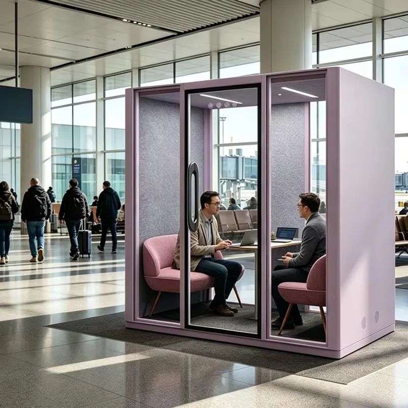 Modular Office Meeting Pod Portable Silent Pod Privacy Workspace Soundproof Acoustic Vocal Booth for Library Study Office Hotel