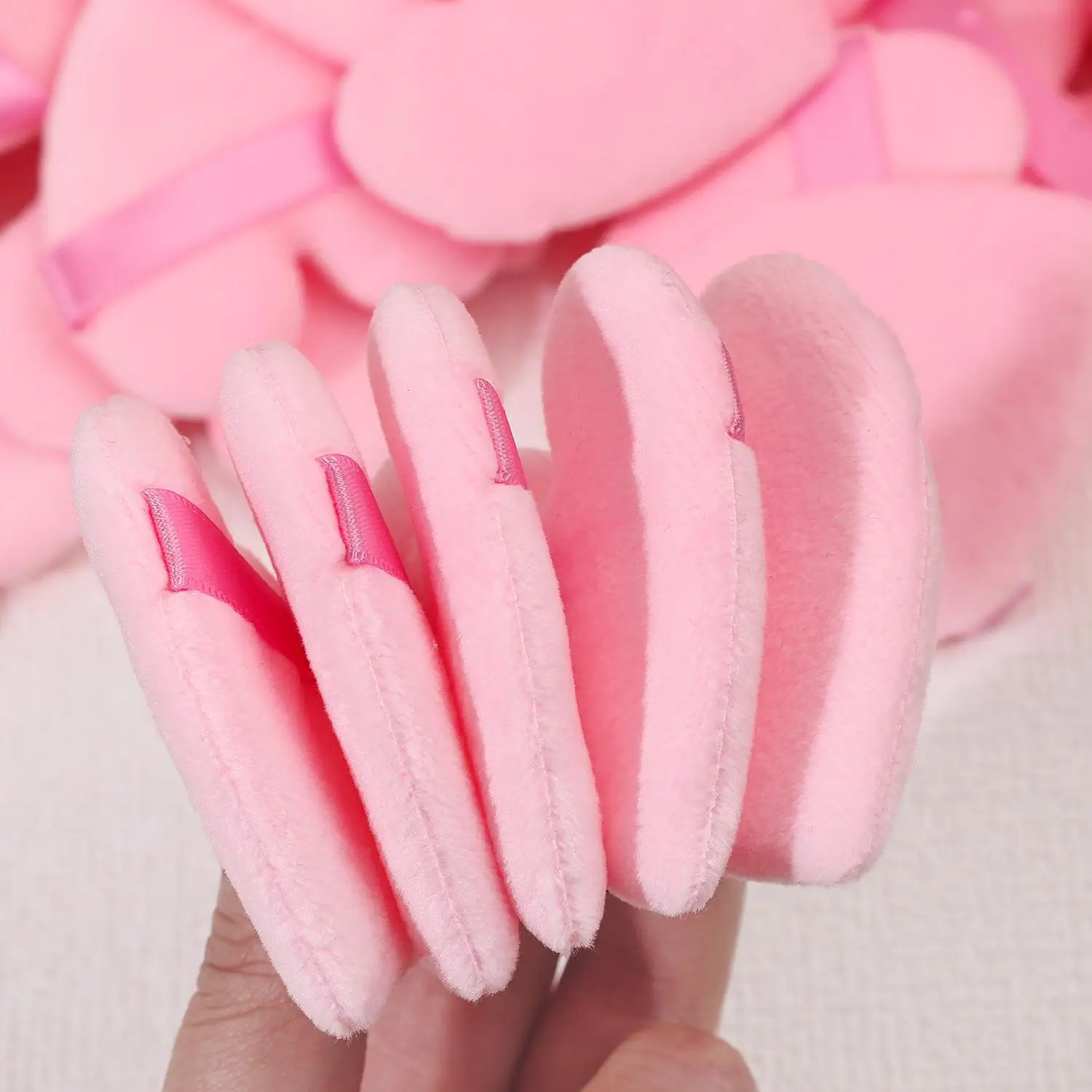 10 unids/set triángulo terciopelo polvo Puff cara cosmética belleza de ojos herramienta de maquillaje esponja reutilizable lavable Mini polvo Puff Accesorios