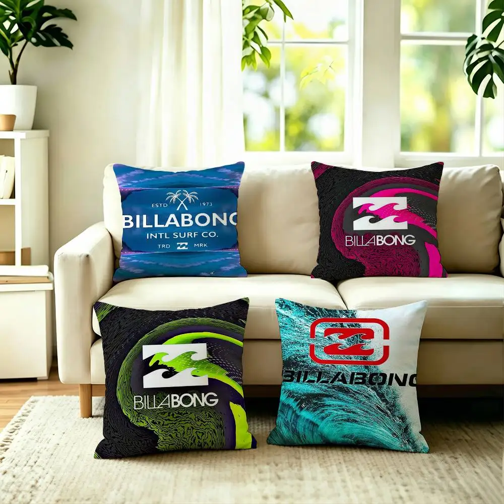 

Hot Logo B-Billabong Pillow Case Square Double-Sided Sofa Cushion Cover Bedroom Bedside Pillow