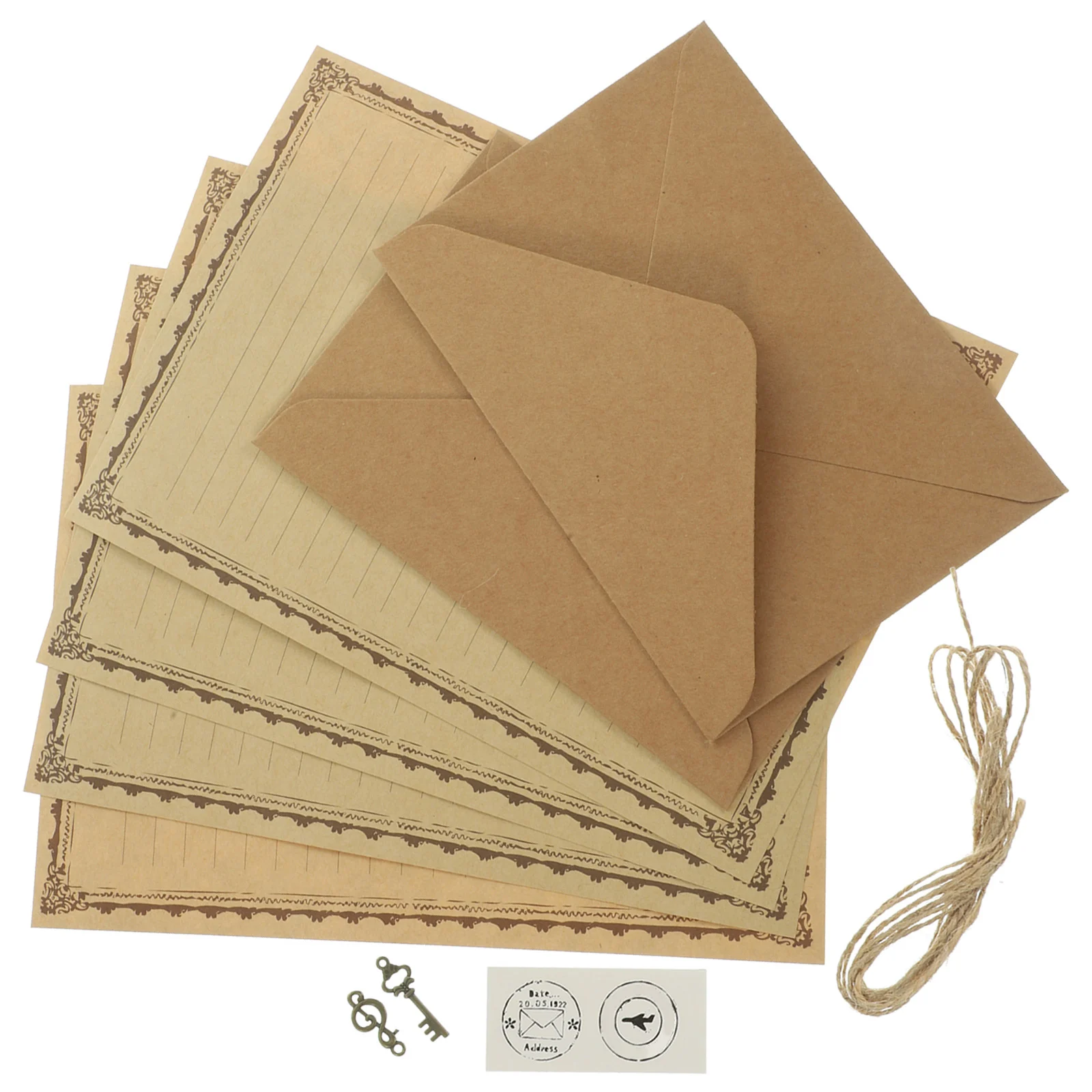 

2 set 2 Sets A5 Vintage Letter Envelope Kit Thick Smooth Writing Paper Retro Stationery Set For Notes Poems Travelers Notebooks
