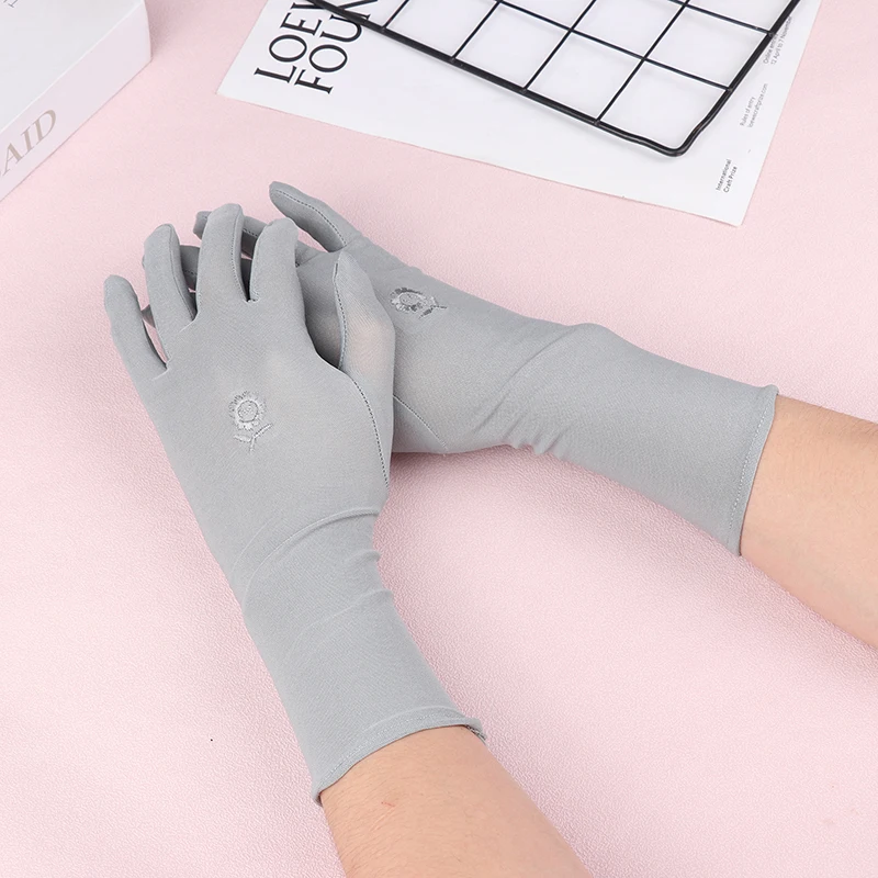 1 زوج القفازات واقية من الشمس القيادة قفازات تمتد النساء المضادة للأشعة فوق البنفسجية منتصف طويلة تنفس قفاز لربيع وصيف رقيقة قفازات