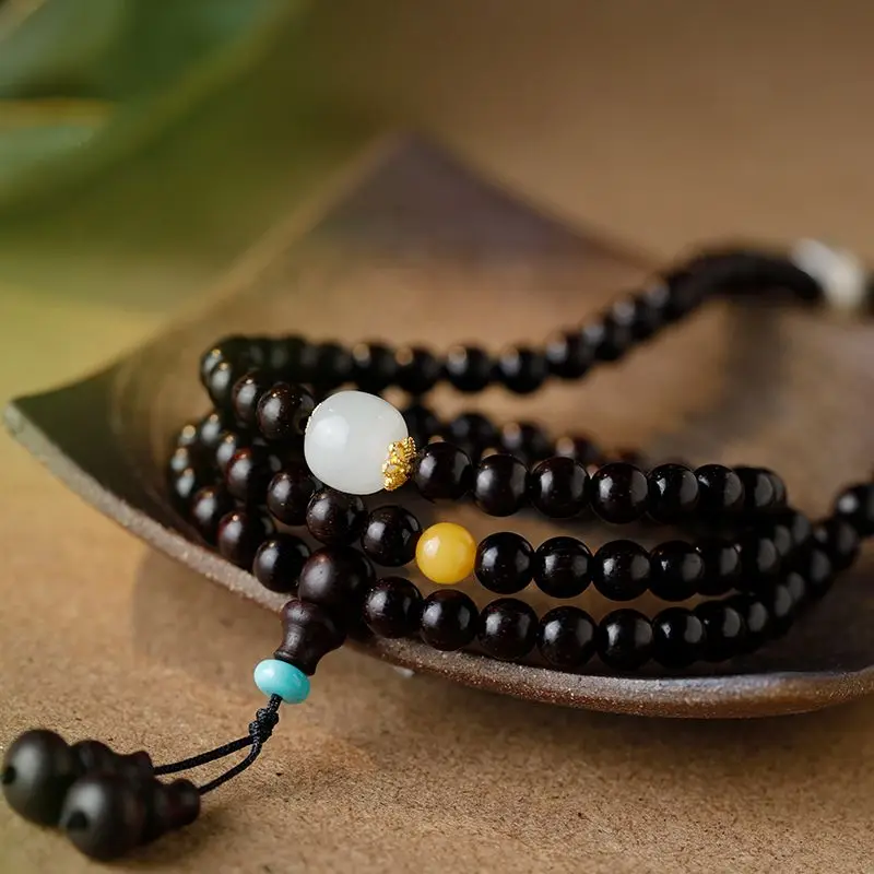  India's Old Material Pterocarpus Santalinus Prayer Beads 108 Beads Dragon Year Recurrent Fate Year Good Luck Bracelet