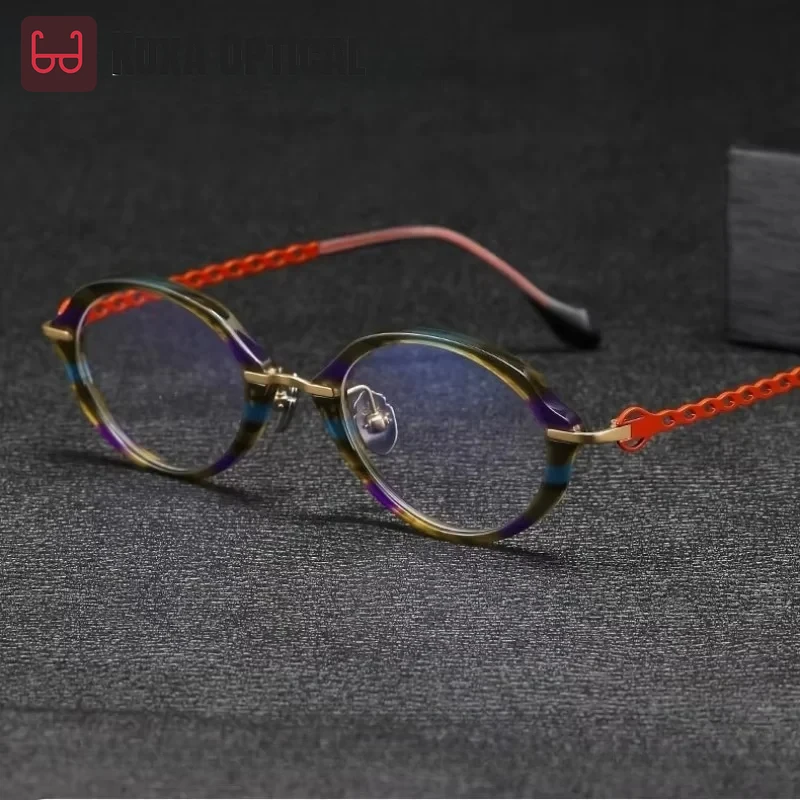 Top Quality Retro Eyewear Frames Acetate Titanium Women Men Eyeglasses Optical Gafas High Myopia Degree Precription Lenses
