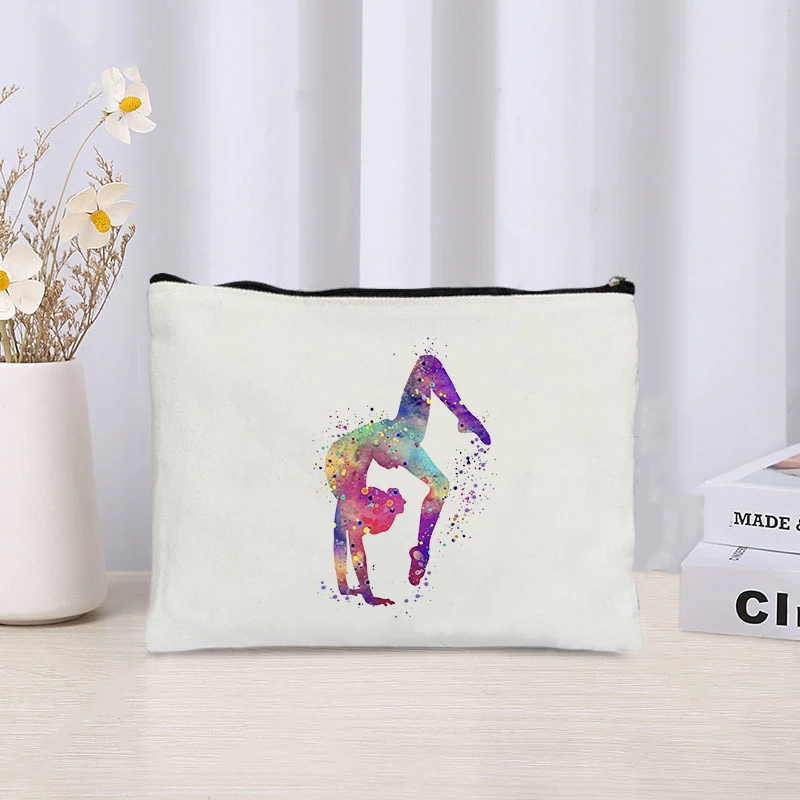 Gymnastics Makeup Pouch Fitness Enthusiasts Cosmetic Bag Organizer Travel Toilet Kits Trendy Zipper Cosmetic Clutch Fitness Gift