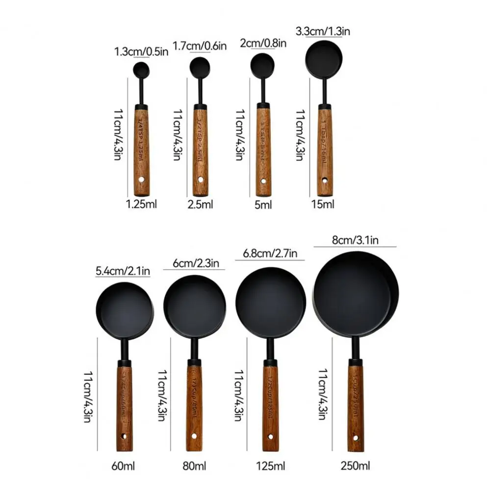4Pcs Gold-Plated Stainless Steel Measuring Spoons & Cups Set, Precision Baking Tools with Wood Handle, Nested Food Grade Kit Vin