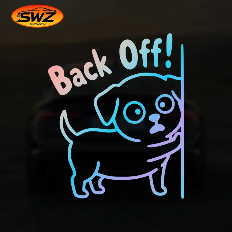 

Funny Startled Dog Car Sticker "Back Off!" Pug Warning Vinyl Decal Keep Away Tailgating Bumper Window Wall JDM Car Accessories