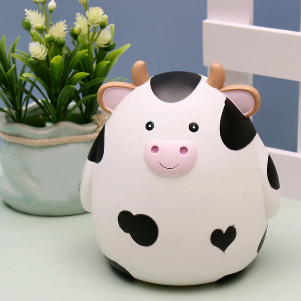 Cofrinho de vaca dos desenhos animados premium vinil crianças poupança banco desktop moeda recipiente bonito animal design caixa de dinheiro para crianças vaca