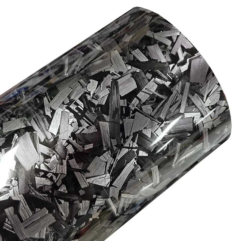 

Premium PET High Gloss Grey Forged Carbon Fiber Vinyl Wrap Film Roll Adhesive Decal Motorbike Car Wrapping Foil with Air Release