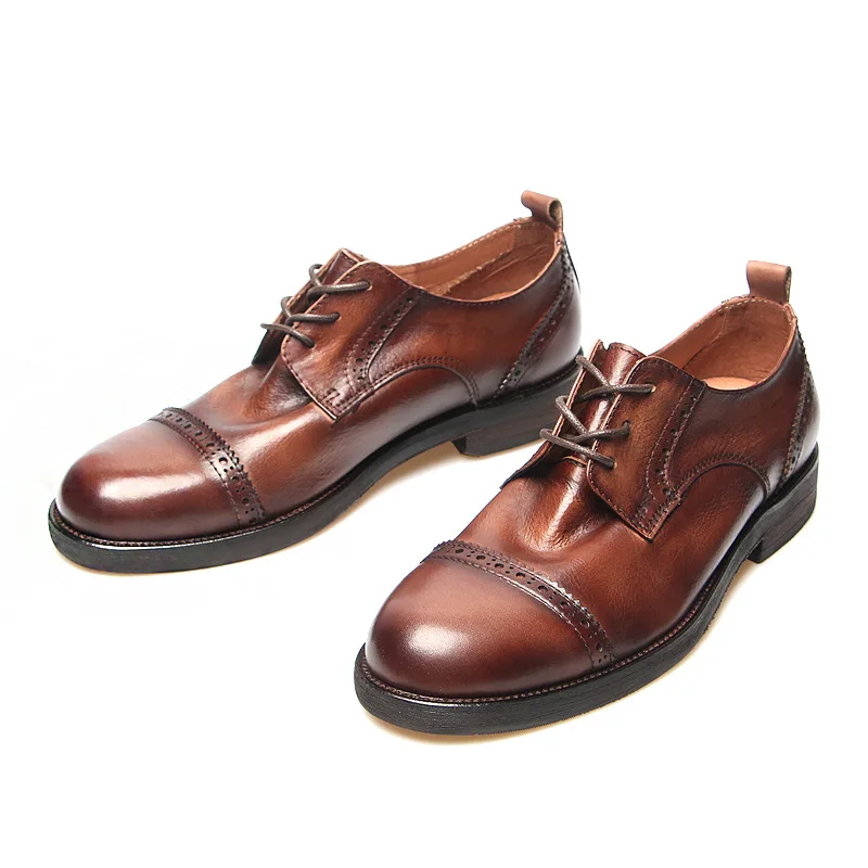 

High Quality Italian Handmade Oxford Dress Shoes Men Genuine Cow Leather Suit Shoes Brand Design Mens Business Formal Derby Shoe