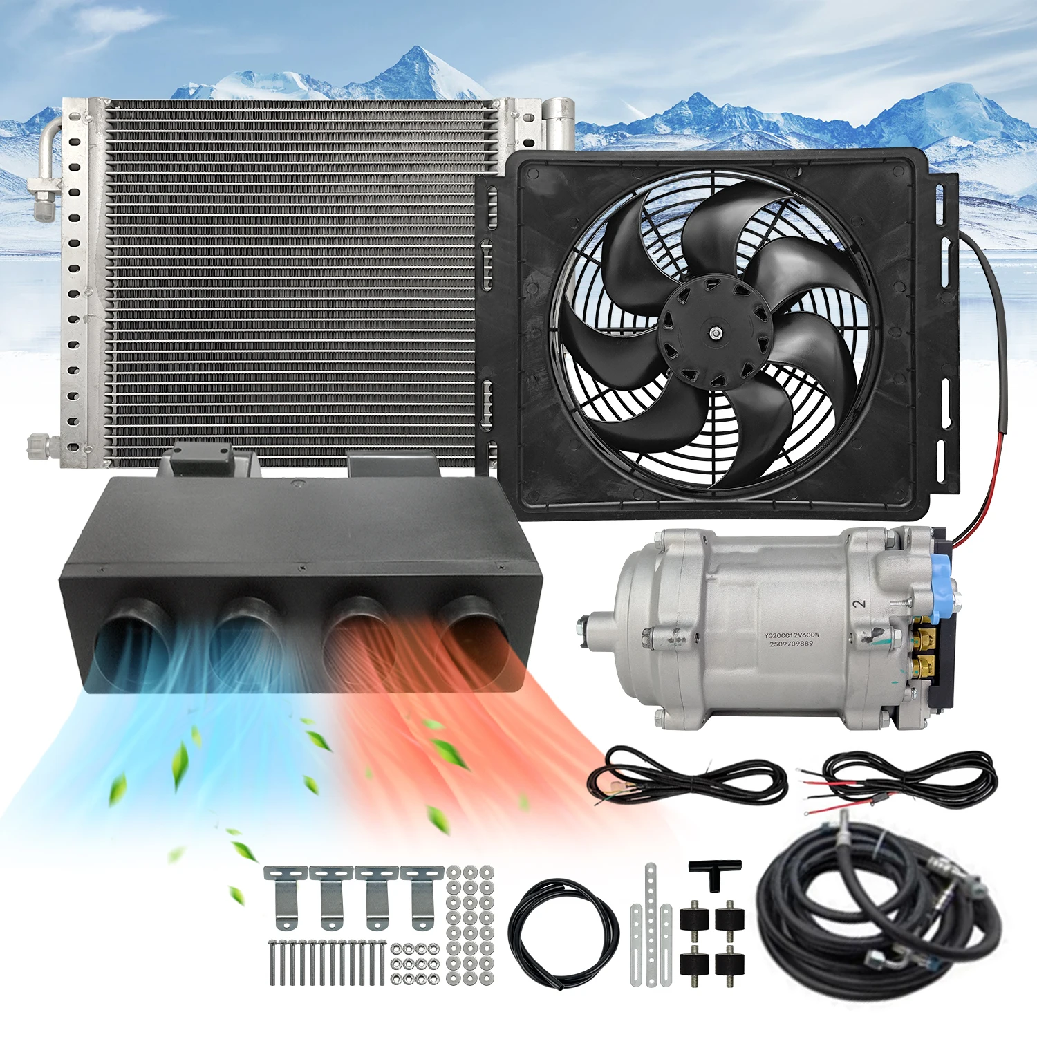 

Treeligo Air Conditioner 12V Heating Cooling Electric Underdash Air Conditioning system Ac For Car Automotive Truck Camper Van