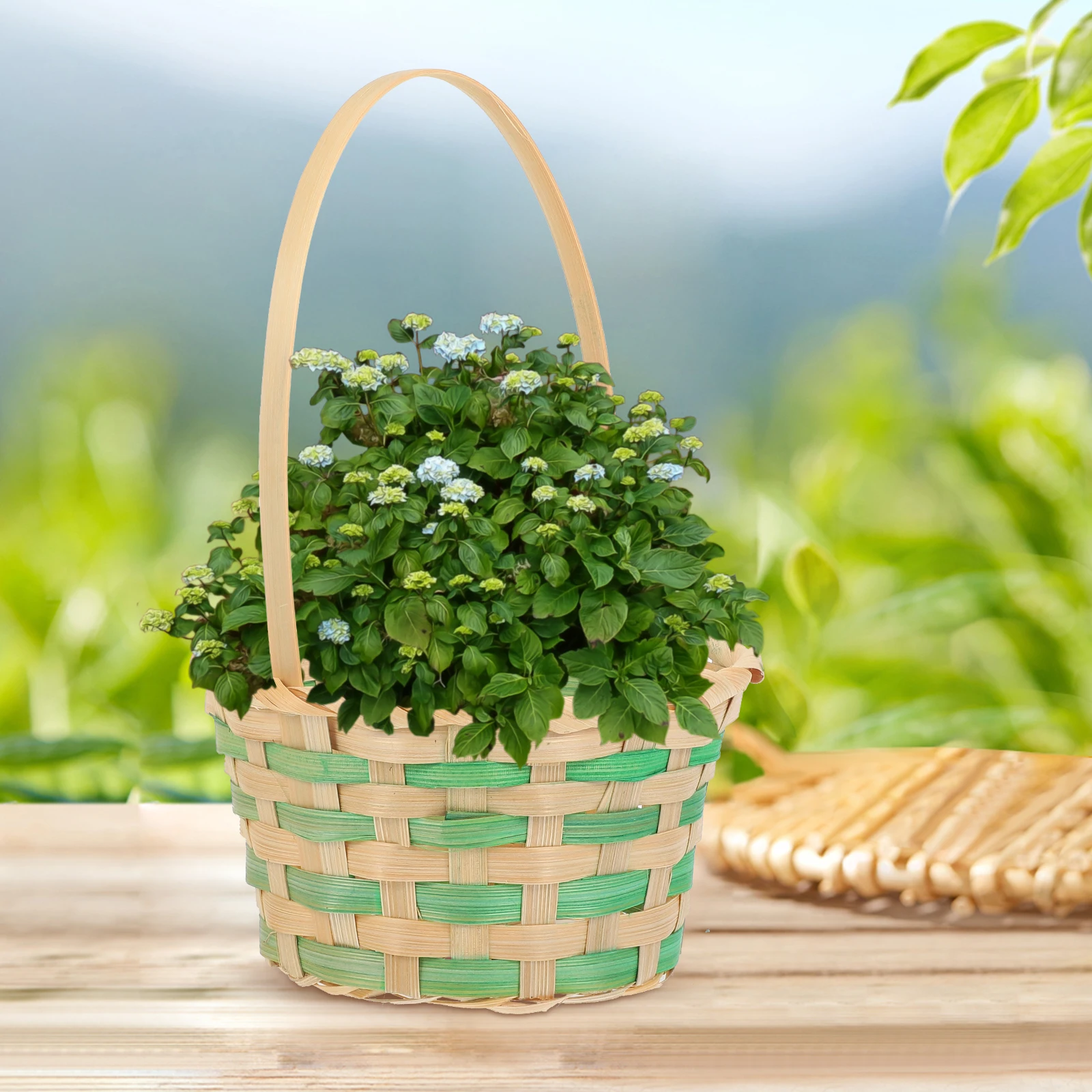 

6 pcs Sacrificial Flower Basket Desktop Container Portable Decorative Woven Snack Basket Home Party Rural Style Durable Natural