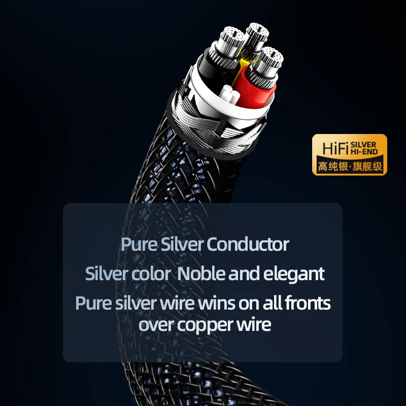 ATAUDIO Hi-end Pure Silver HiFi Power Cord AU/US/EU Carbon Fiber Gold/Rhodium Plated Flagship Upgrade Power Cord AC Power Cable