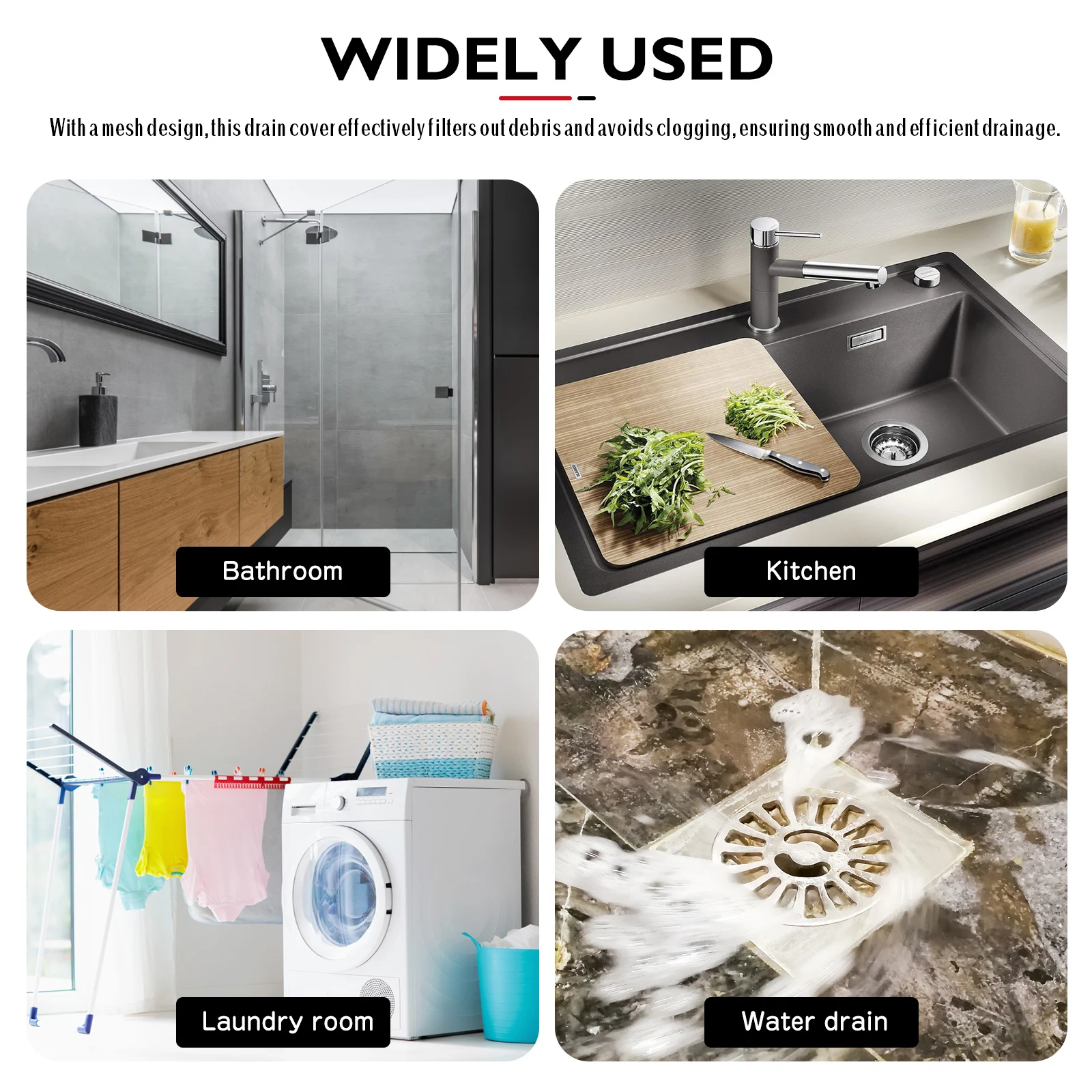 

3 Pcs 304 Stainless Steel Floor Drain Filter Strainer Short Size Sink Shower Hair Catcher Anti Clogging Mesh Design Easy