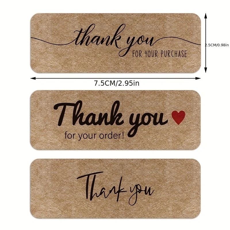 120pcs/roll Kraft Paper Thank You Stickers DIY Gift Packaging Decoration for Personalized Gifts and Business Label