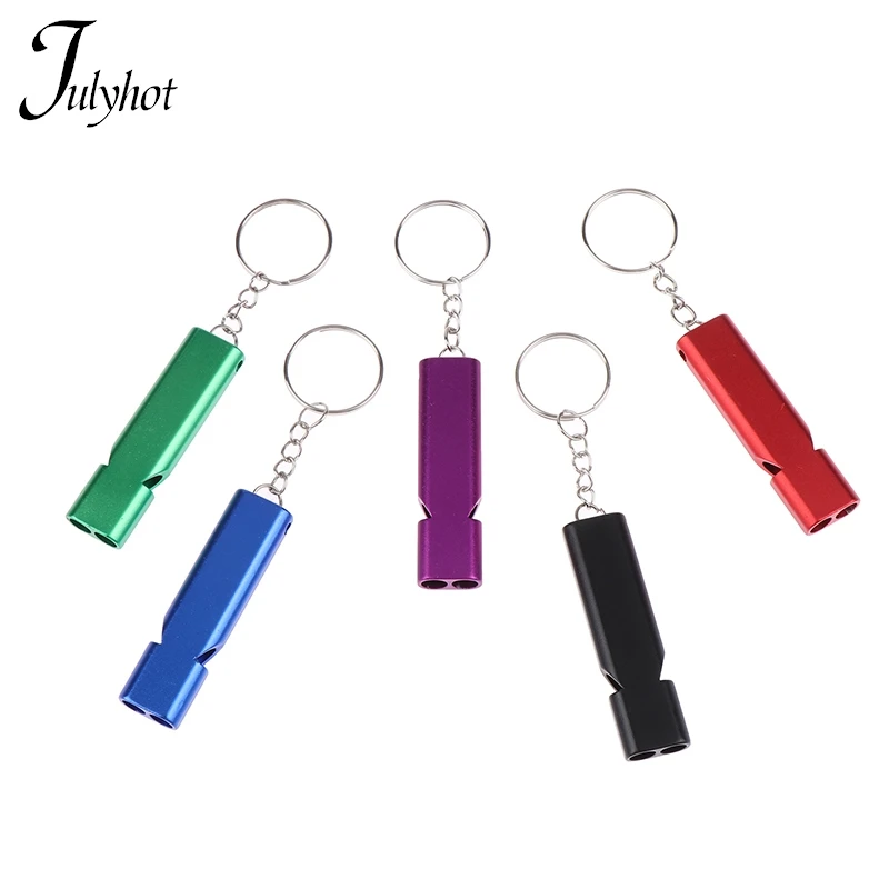 Dual-tube Survival Whistle Portable Keychains Waterproof Aluminum Alloy For Outdoor Hiking Camping Survival Emergency Keychains