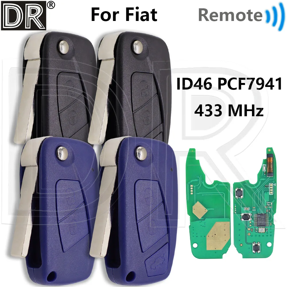 Great ID46 PCF7941 Chip 433MHz SIP22 Flip Car Remote Control Key For Fiat Panda 2003-2012