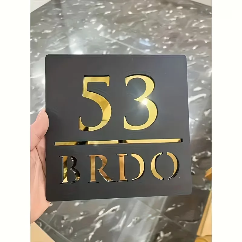 Customized Laser-Cut Acrylic Double-Sided Door Number Plates, Suitable for Outdoor Street Addresses & Home Decoration, Wall-Moun