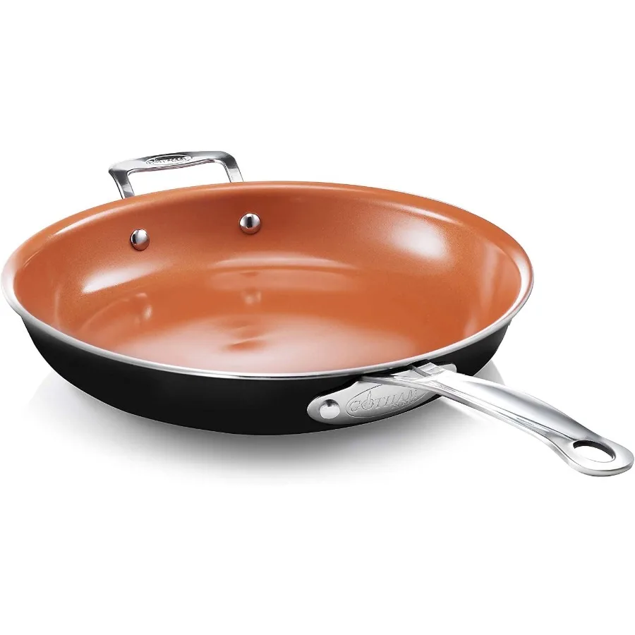 

Diamond 12 Ceramic Non Stick Frying Pan 12 Inch Frying Pan with Helper Handle and Stay Cool Handles Ultra Durable Nonstick Fryi