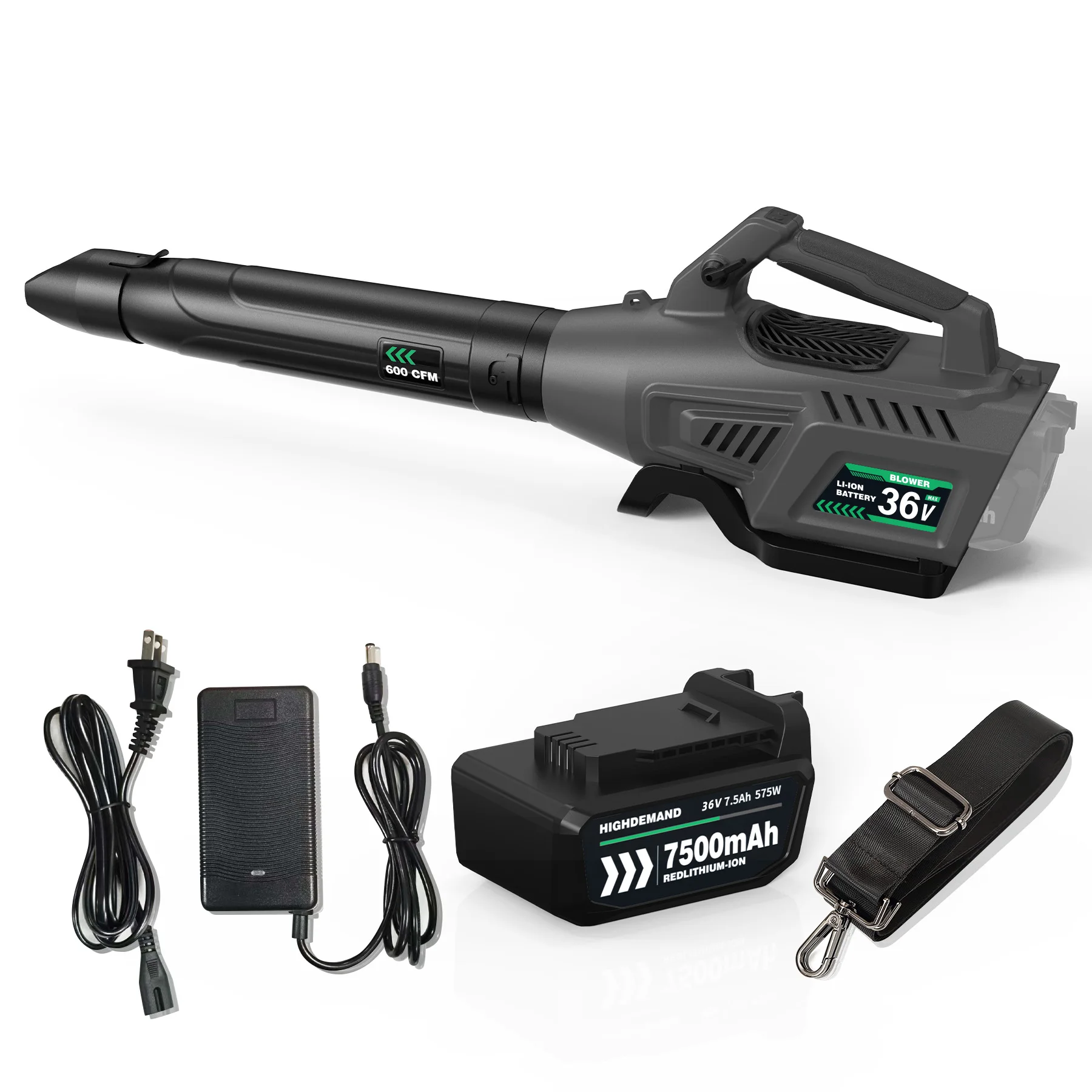 

Aboite Industrial & DIY Grade 40V Ternary Lithium Battery Cordless Leaf Blower with 600CFM Airflow and Charger Included
