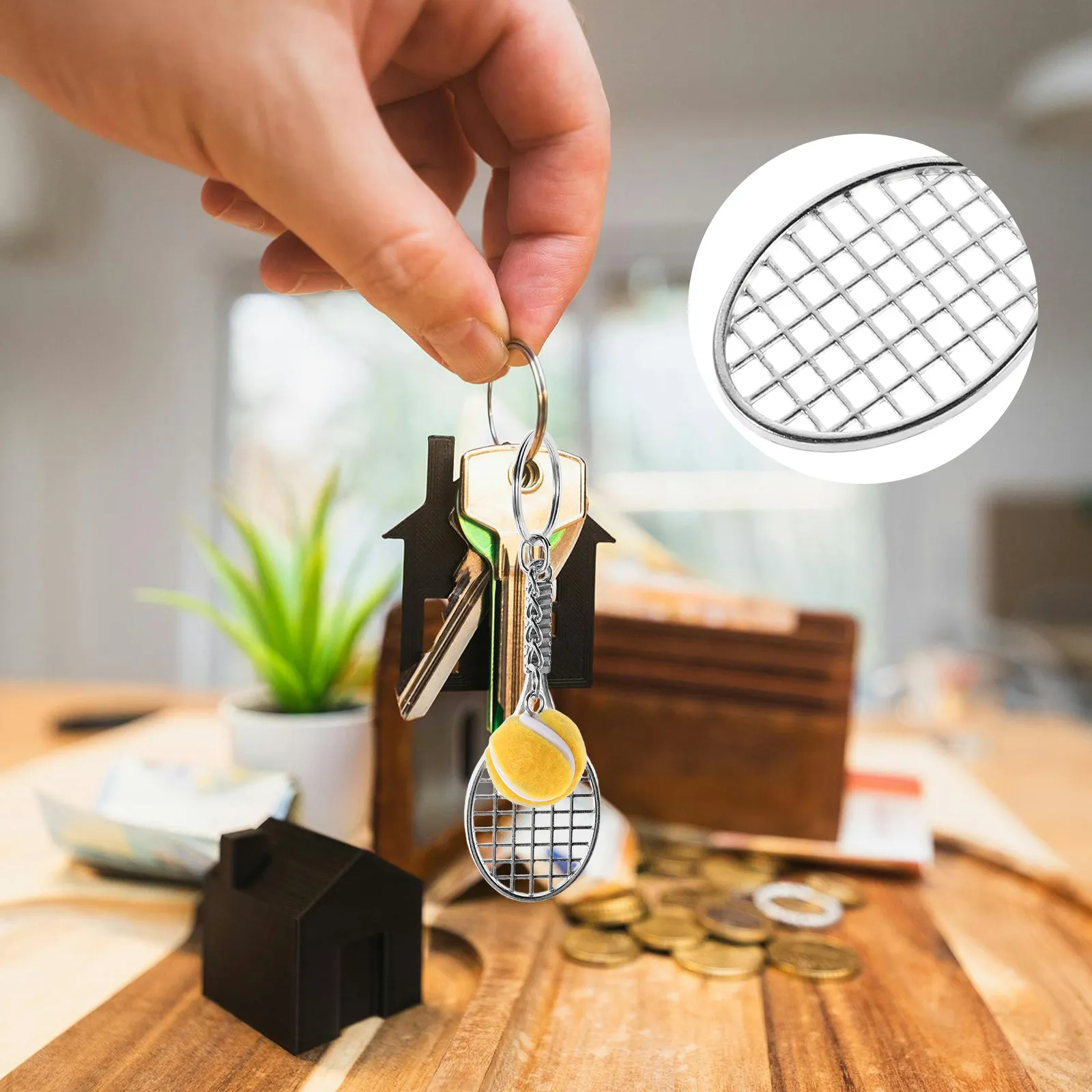 10Pcs Tennis Racket Keychain Set Portable Lightweight Sport Theme Key Ring for Tennis Enthusiasts Bag Charm Backpack Pendant