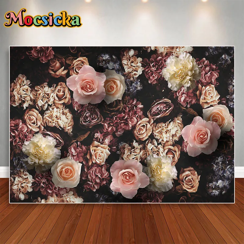 Mocsicka Abstract Artistic Texture Painting Flowers Baby Shower Princess Newborn Portrait Decor Backdrop Photo Studio Poster