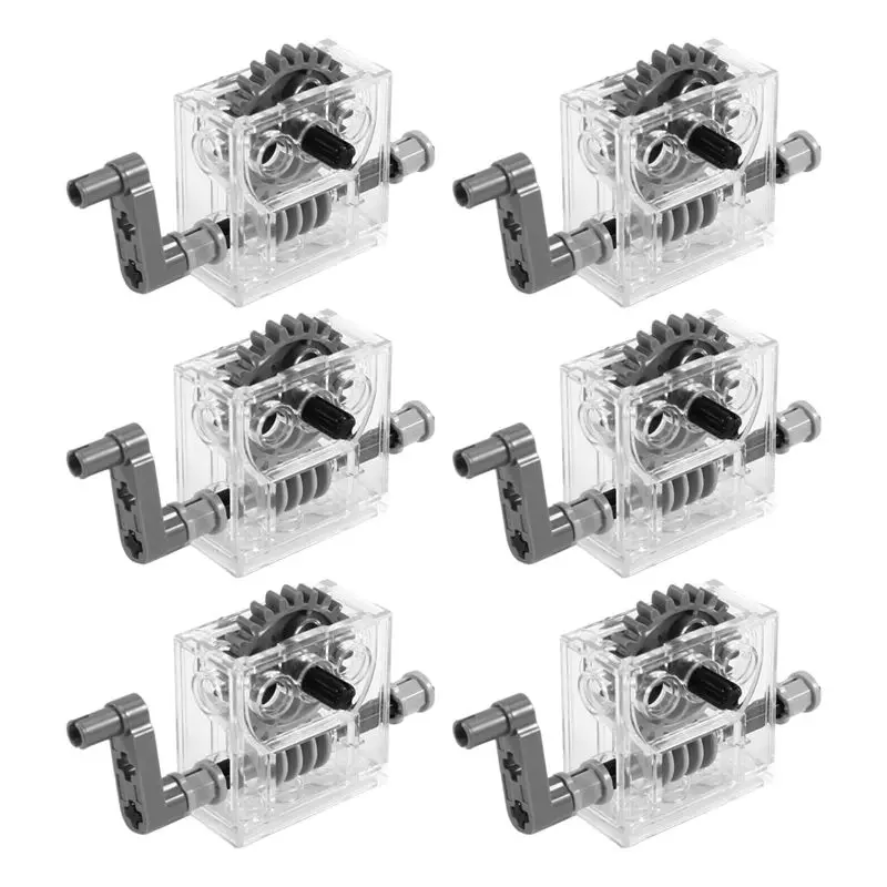 A42T-Compatible avec Lego Technic, réducteur de moteur à engrenages à vis sans fin, Kits d'assemblage de boîte de vitesses trans-transparente, 6 jeux Technic Trans-Clear