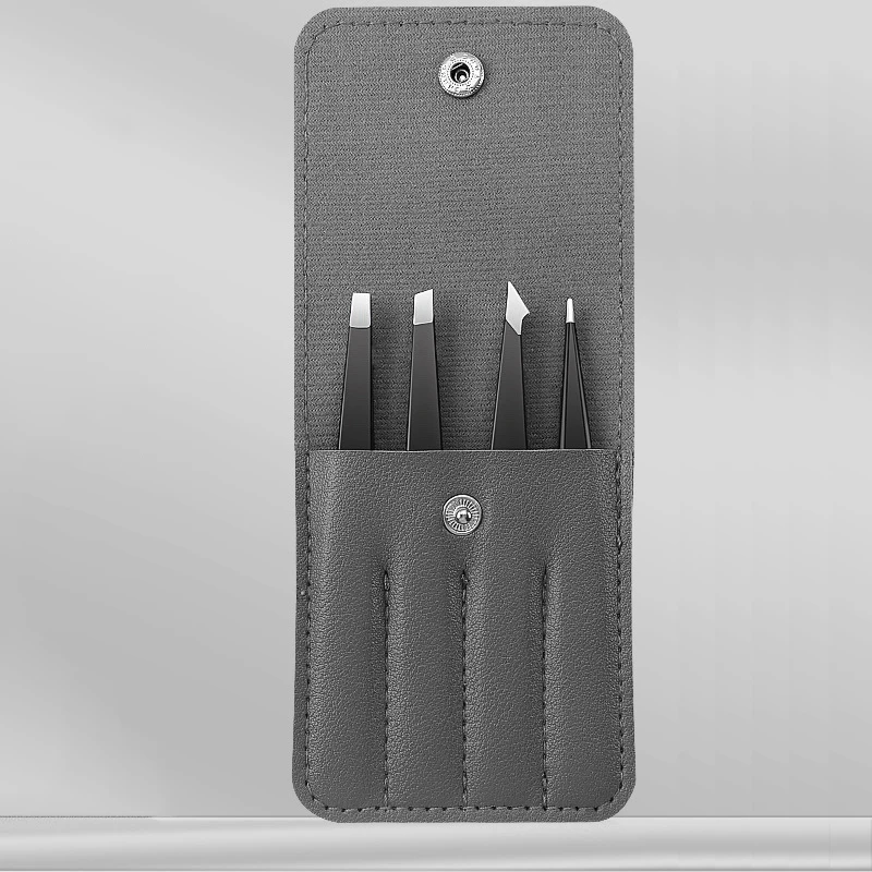 Set di pinzette colorate da 4 pezzi in acciaio inossidabile per sopracciglia e ciglia da donna e da uomo, fornito con custodia