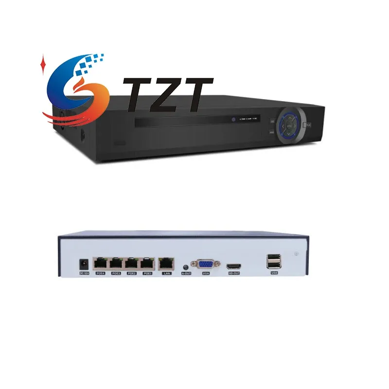 

TZT 4K 4CH/8CH/16CH HD POE NVR H.265+ 48V Network Video Recorder Supports 4*8.0MP/8*8.0MP/16*8.0 Video Input for Network Cameras