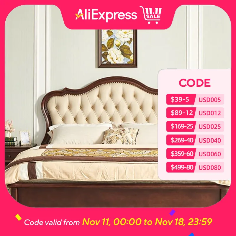 

Красивая кровать с деревянным каркасом, простой современный приставной столик для хранения в спальне, основания для кровати Queen, Twin King House Cama, супружеская мебель для дома