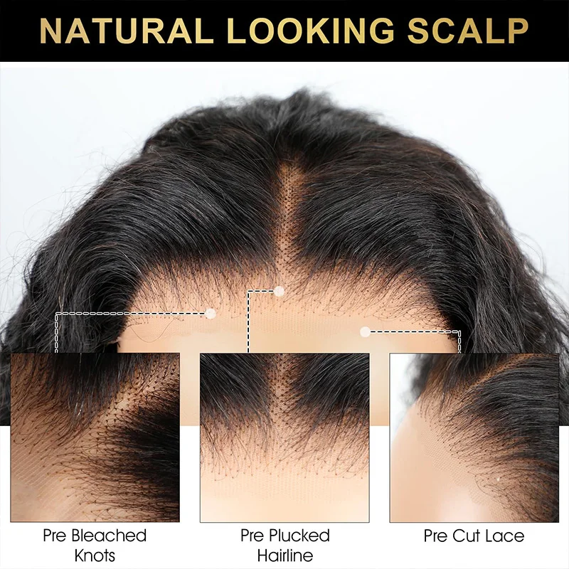 5x5 13x4 13x6 Transparent Lace Frontal Wigs Natural Color Human Hair Lace Front Wigs Pre Plucked 200% Density Deep Wave