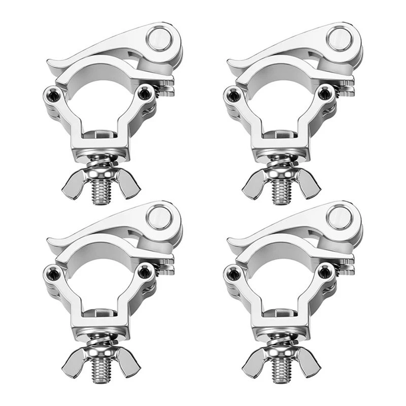 @@AB07 Hot Use 4 Pcs Quick Release Stage Lighting Clamps, Heavy Duty Aluminum Truss Clamp Hook, Light Mount For 32-35Mm OD Pipe