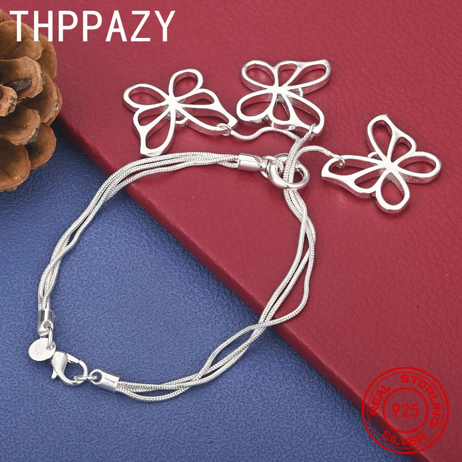 

THPPAZY 925 Sterling Silver Beautiful Butterfly Bracelet Fashion Design Elegant Jewelry Christmas Party Gift Hand Chain