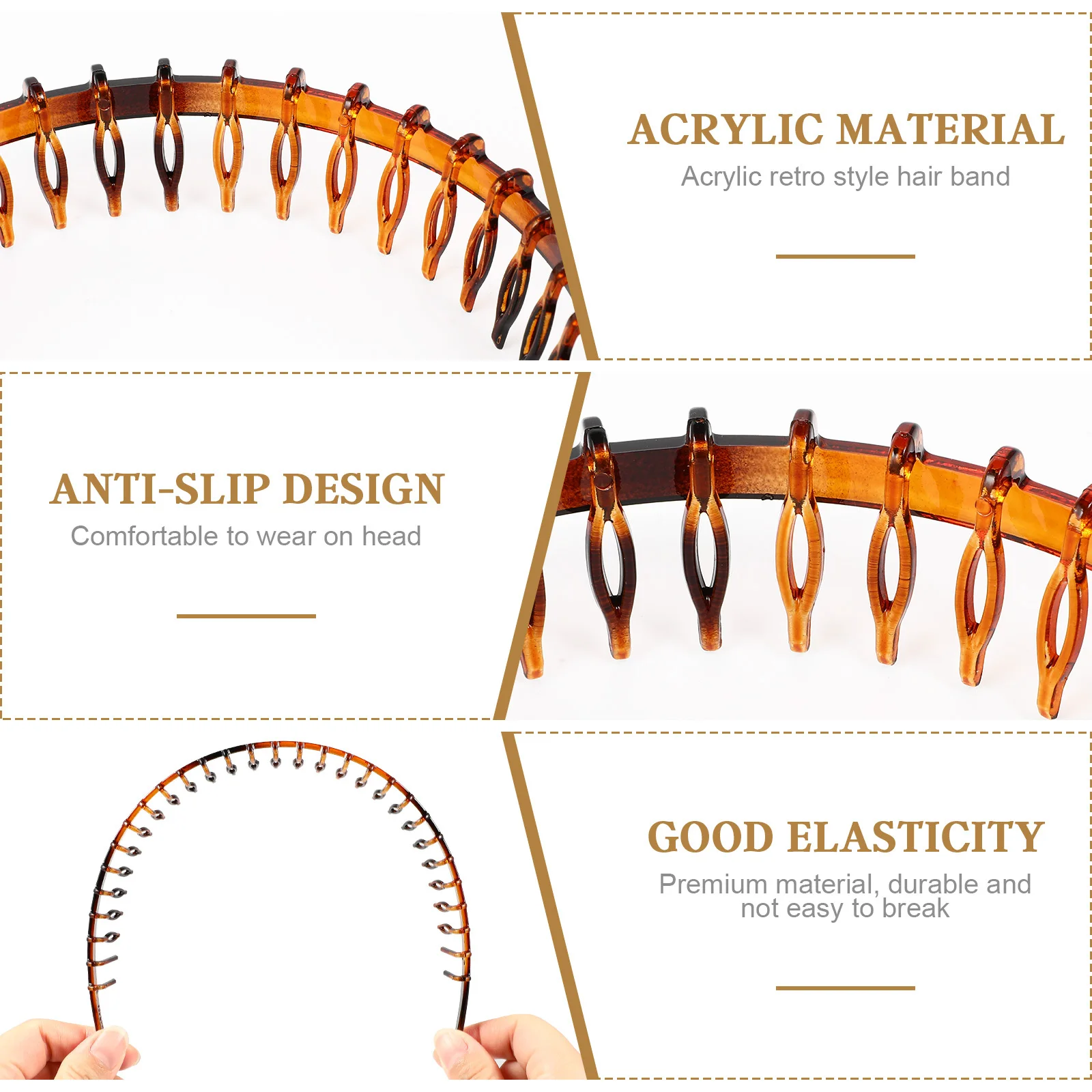 

4Pcs Branch Acrylic Hairbands Nonslip Teeth Comb Headbands Face Washing Hair Hoops Women Girls Decorative Hair Accessories